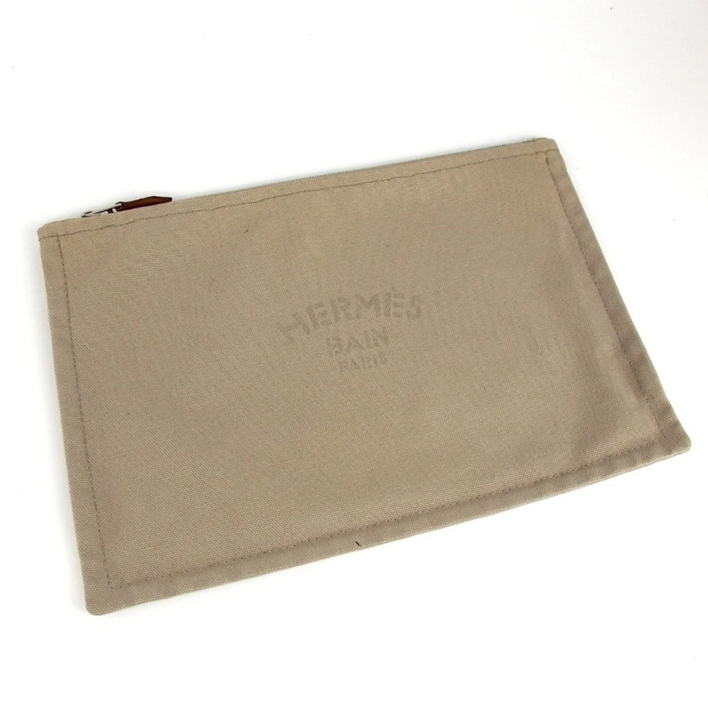 Hermes Beige Canvas Men's Pouch Reasonable Offers are accepted